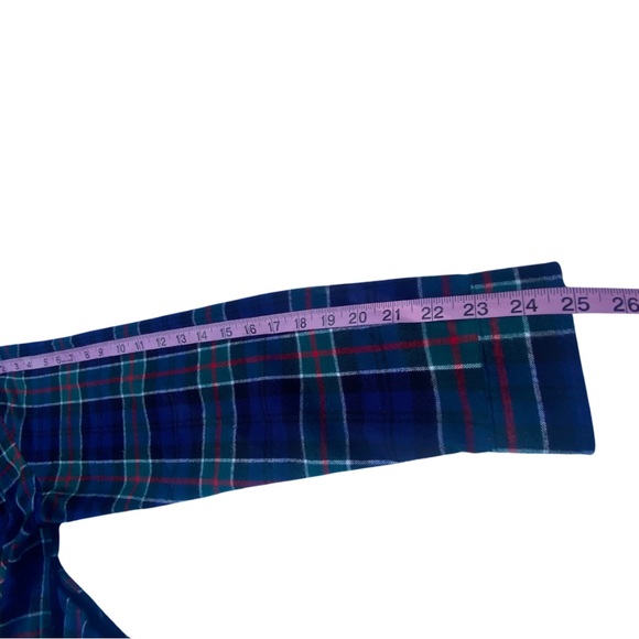 LL Bean Unisex Medium Hooded Jacket Zip Up Blue Green Plaid Flannel Casual Fit - Picture 9 of 11